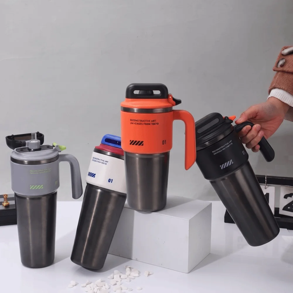 304 Stainless Steel Sports Insulated Bottle Large Capacity One-Click Open Lid Insulated Water Bottle Quick-Open Straw