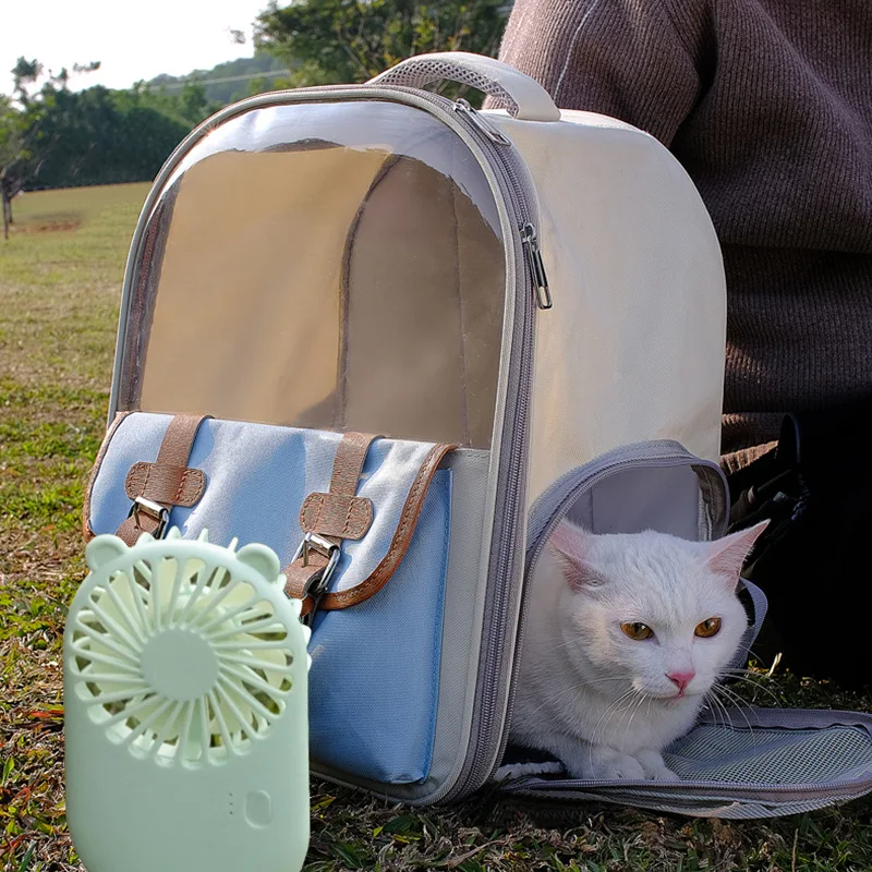 

Transparent cat bag, portable for going out, large-capacity, breathable, hand-held, foldable space capsule, double-shoulder dog