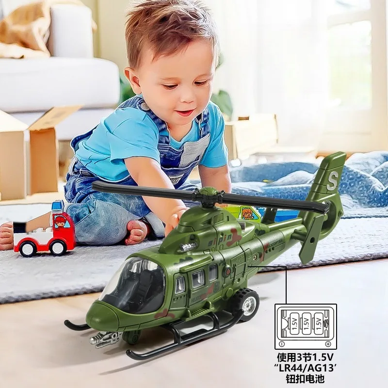 alloy helicopter model diecast rescue aircraft toy with sound effect rotor practical gift for hobby collection desktop display - view 2