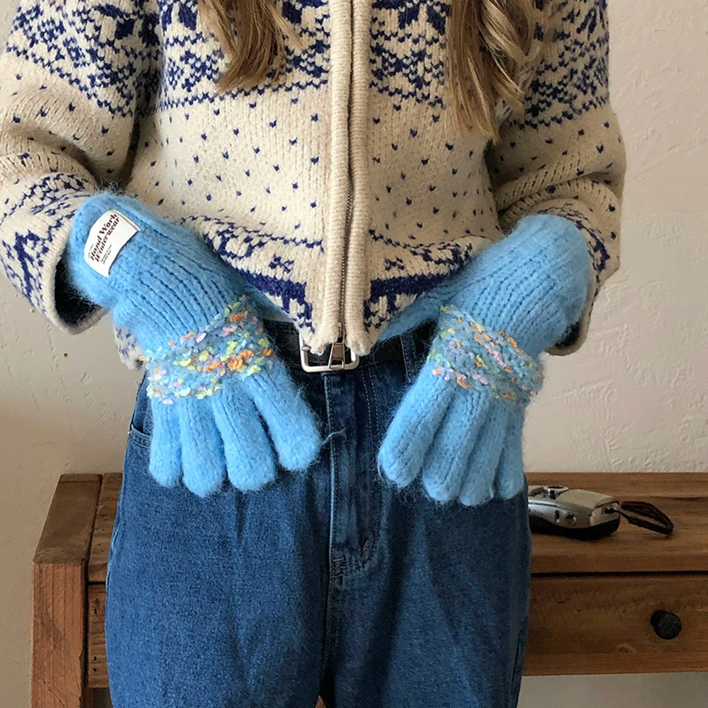 Verdickte warme Strickhandschuhe, Touchscreen, warm halten, Fäustling, Geschenk zum Geburtstag