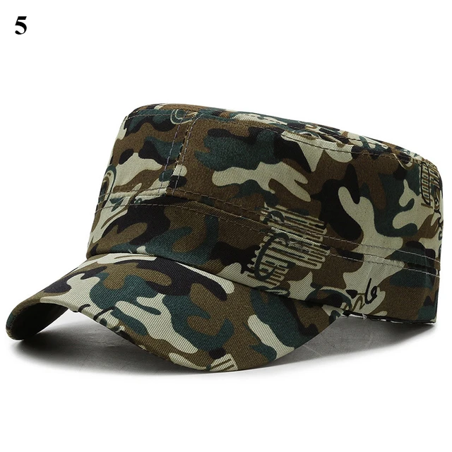Camouflage Combat Cadet Hats Women Men Flat Top Baseball Caps Breathable Adjustable Sports Fishing