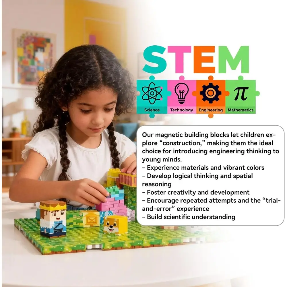 Cubi da costruzione magnetici per bambini 3+, giocattoli STEM a tema principessa con 4 piastre di base, ideali per regali di Natale e compleanno