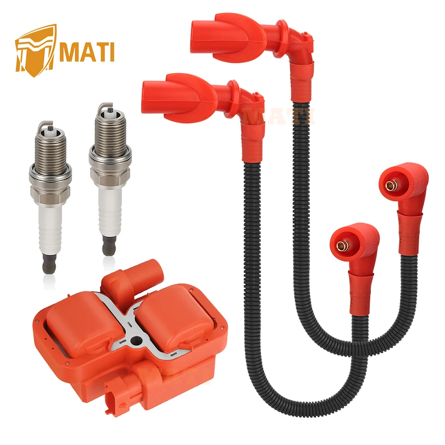 M MATI For Polaris Sportsman Ranger RZR 700 800 Ignition coil + Spark plug + Wire Cap 2005-2016 4010425