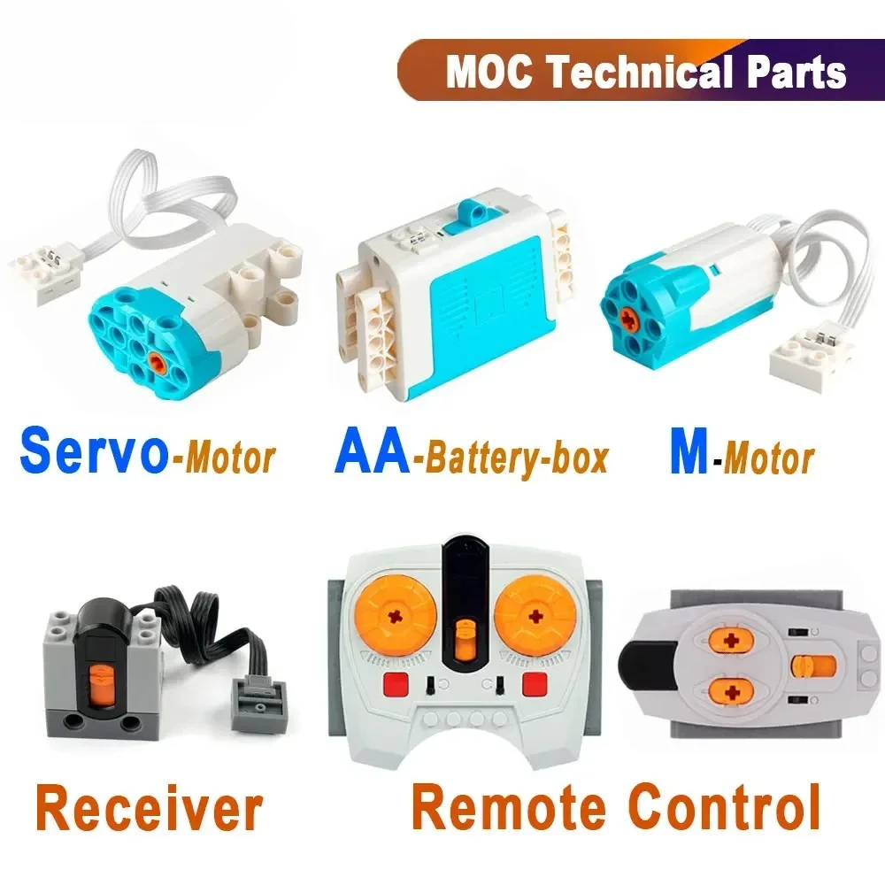 STEM M/L/XL Motors & Servo Motor Kit+Battery Box & IR Remote, Compatible with legoeds PF Parts for MOC Robotics Building Project