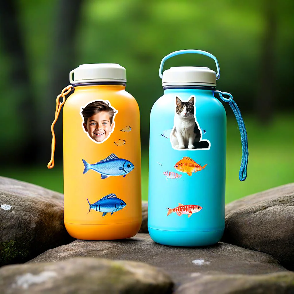 Kustom 30 Buah Stiker Pribadi Avatar Hewan Peliharaan Tahan Air Stiker Wajah Stiker Foto Pesta Ulang Tahun Anak-anak Botol Air Pesta Lapto