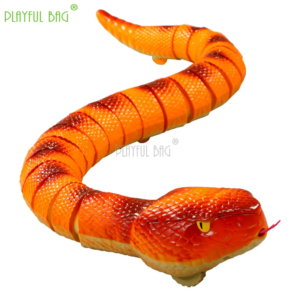 Large Realistic RC Rattlesnake Toy Remote Control Electric Snake Model Orange Python Crawling Animal for Prank & Fun Gift HG43