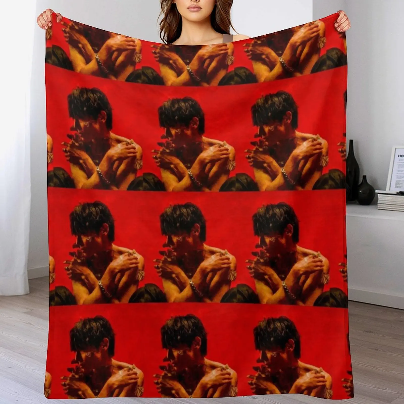 

Woosung The Rose Water Colour Painting Throw Blanket Shaggy Furry Soft Blanket for Bedroom Living Room