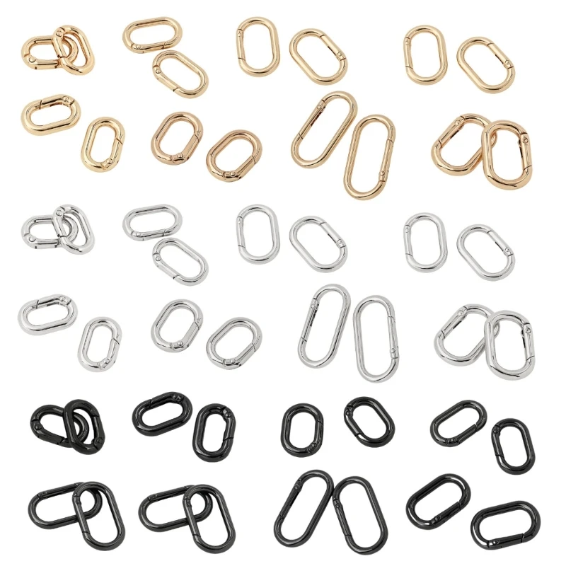 2 Pcs Multifunctional Oval Rings Buckles Metal Spring Keyring Oval Rings Clips Buckle Claps for Bag Purses Keychain