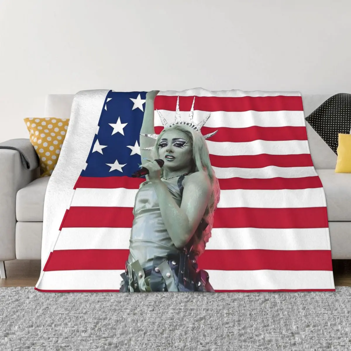 Liberty Chappell Roan USA Flag Fleece Throw Blankets Singer Music Blanket for Bedding Outdoor Warm Quilt