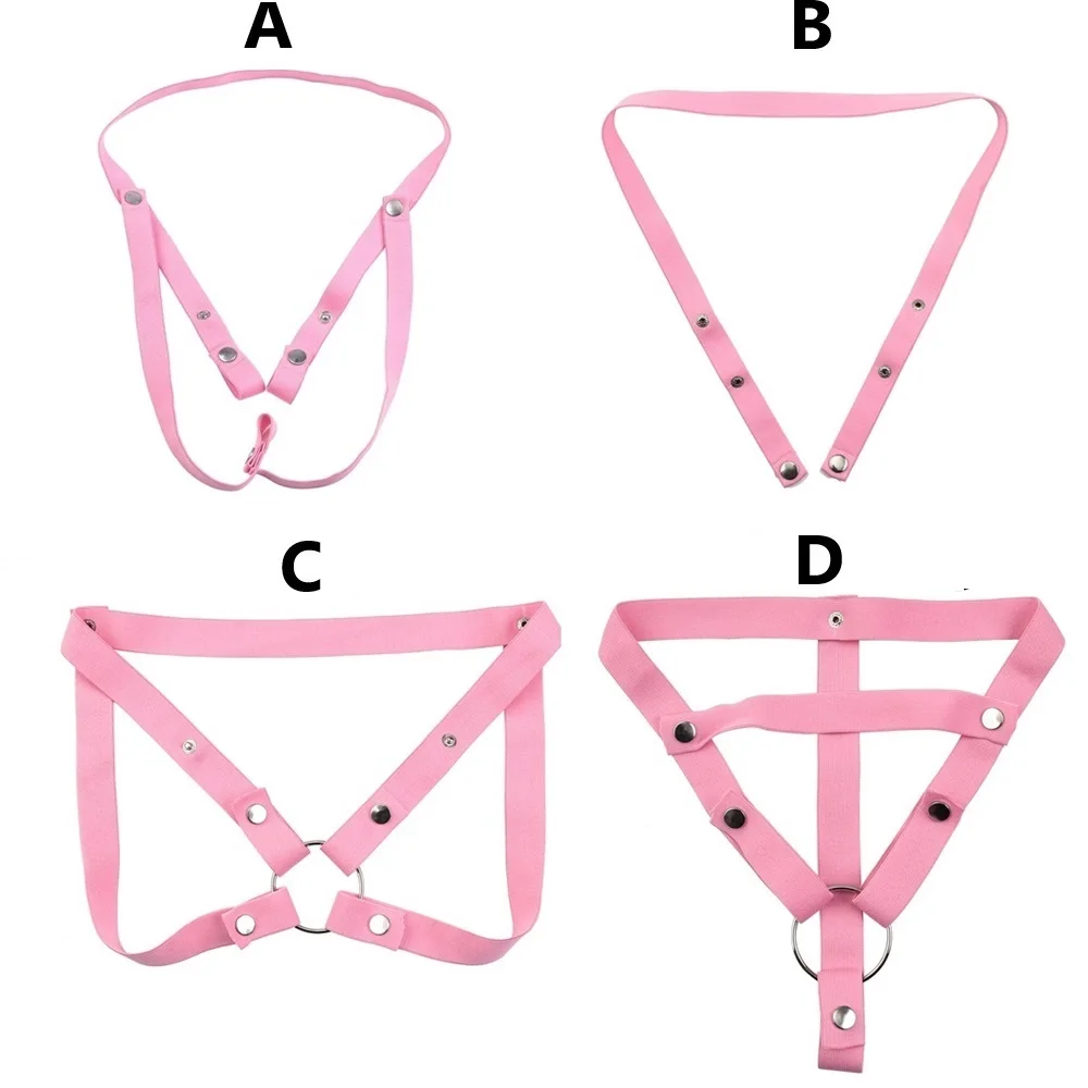 Pembe Erkek Penis Halkası Bekaret Kafesi Yardımcı Kemer Anti-off Cihazı Elastik Kemer Ayarlanabilir İç Halat Skrotum Halkası Seks Oyuncak