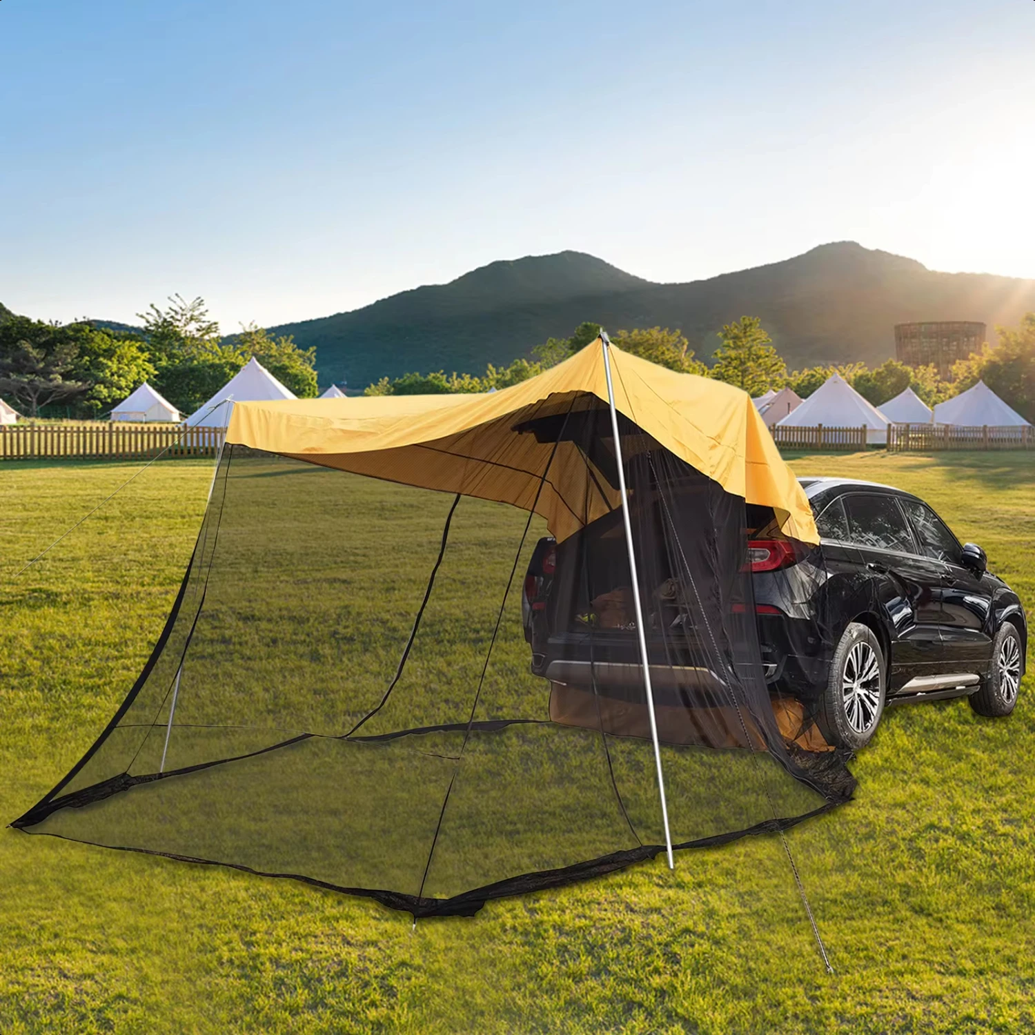 New Portable Waterproof Roof Top Tent Car Canopy  Camping Outdoor Travel Suitable  CUVs SUVs  etc 3-4 Person Sun Shelter