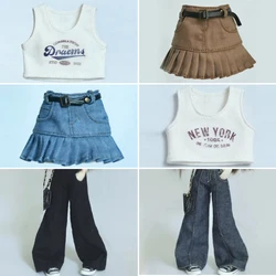 New Blyth Doll Clothes Fashion Denim Trousers Tank Top Half Pleated Skirt Sweater Jacket for Ob24 Azone Licca 19 Joint  Clothes