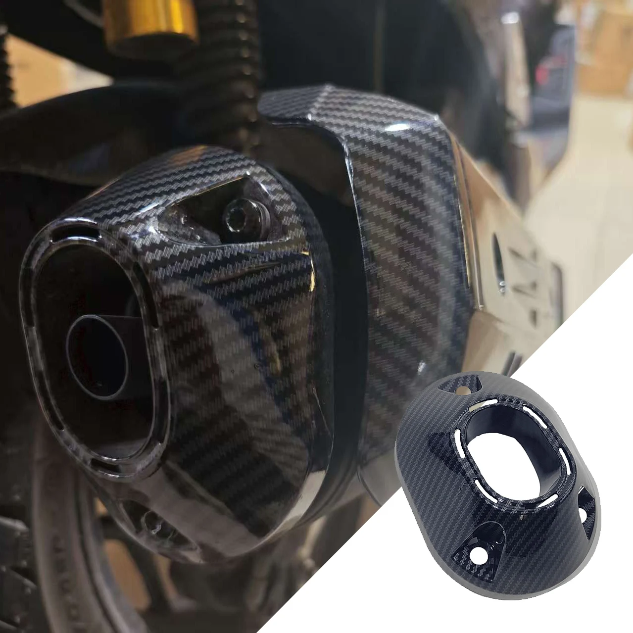 Carbon Fiber textur Motorrad zubehör Auspuffrohr Abdeckung für Honda PCX 1602025, Hinten Schalldämpfer Auspuff Schwanz Schutz Abdeckung