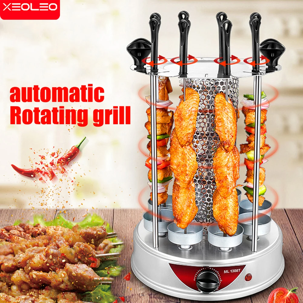 XEOLEO Electric Barbecue Portable Griller Oven 1350W Home Smokeless BBQ Grill Skewer Meat Roast Chicken Kebab Machine