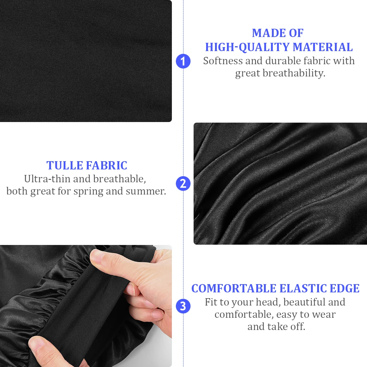 

Satin Sleeping Caps Women Elastic Bonnets Big Size High Elasticity Headbands Curly Polyester No Hair Mash Wide Side