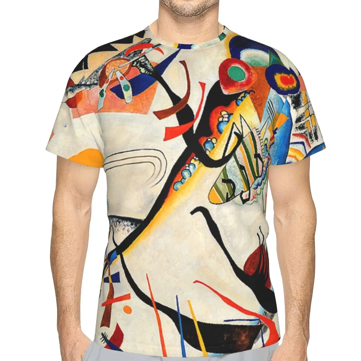 Kandinsky Blue Segment Popular Kandinsky Painting Hip Hop Polyester TShirt Creative Comfortable Thin T Shirt Men Unique