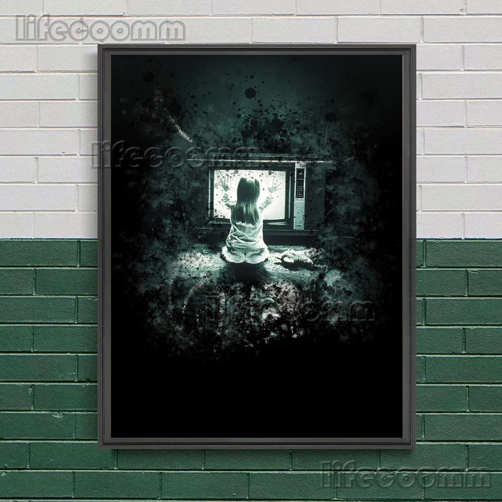 Ghost Road And Evil House Vintage Wall Art Canvas Painting Creepy Horror Art Poster Print For Living Room Decoration Unframed