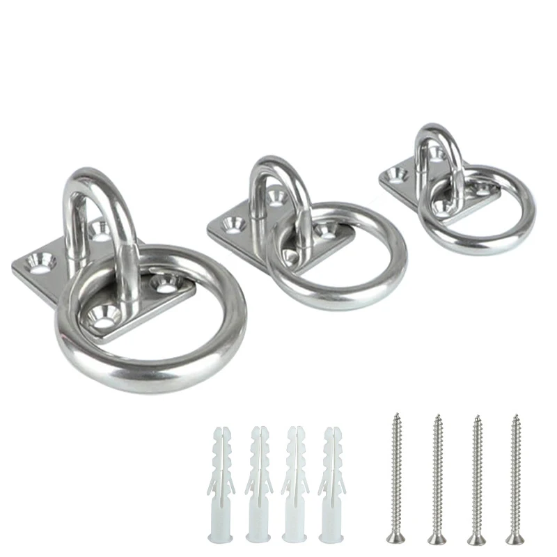 Stainless Steel Square Door Buckle Boat Buckle Sunshade Sail Fixing Accessory Safety Ring Plate Base for Marine And Outdoor Use