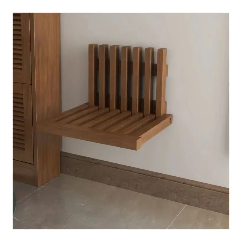 

Manufacturer Well Made Wooden Wall-Mounted Folding Chair Waterproof Shower Bench Stool