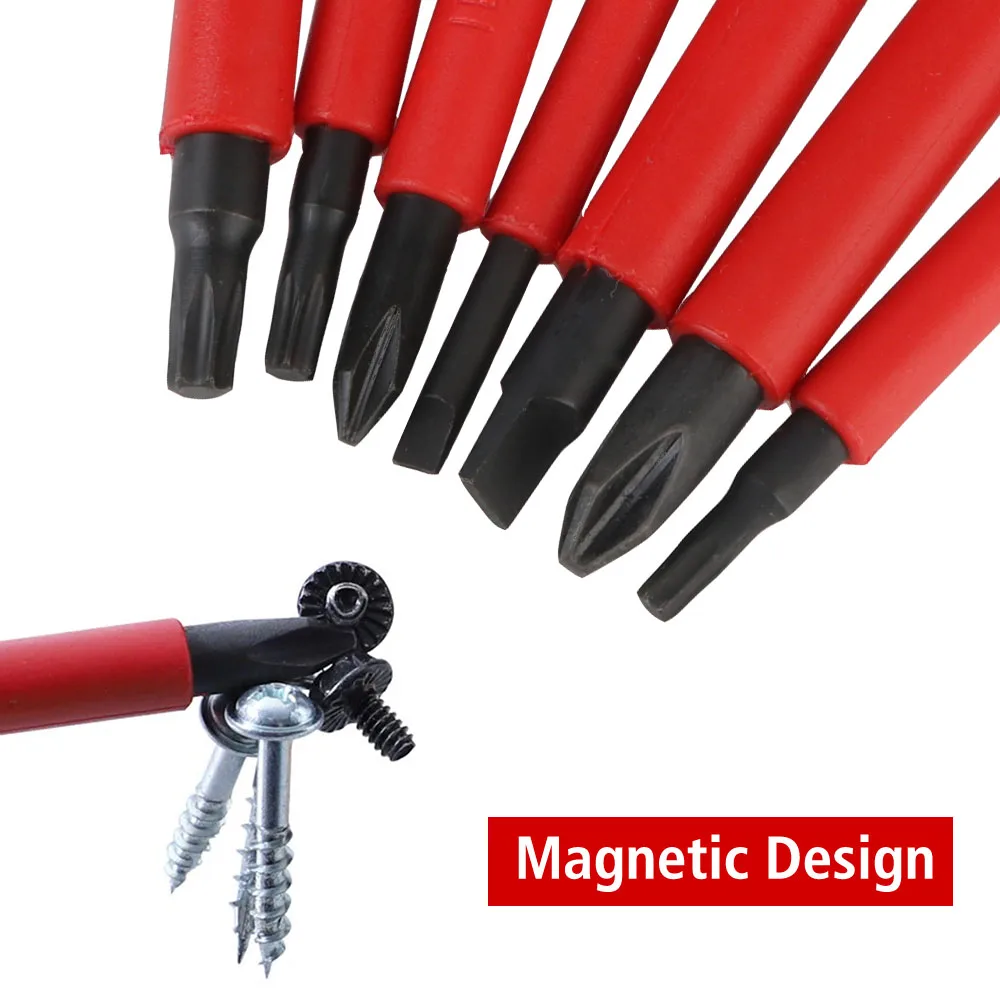 Electronic Insulated with Phillips Slotted Torx Bits T-shaped Screwdriver kits CR-V Magnetic Tip 1000V