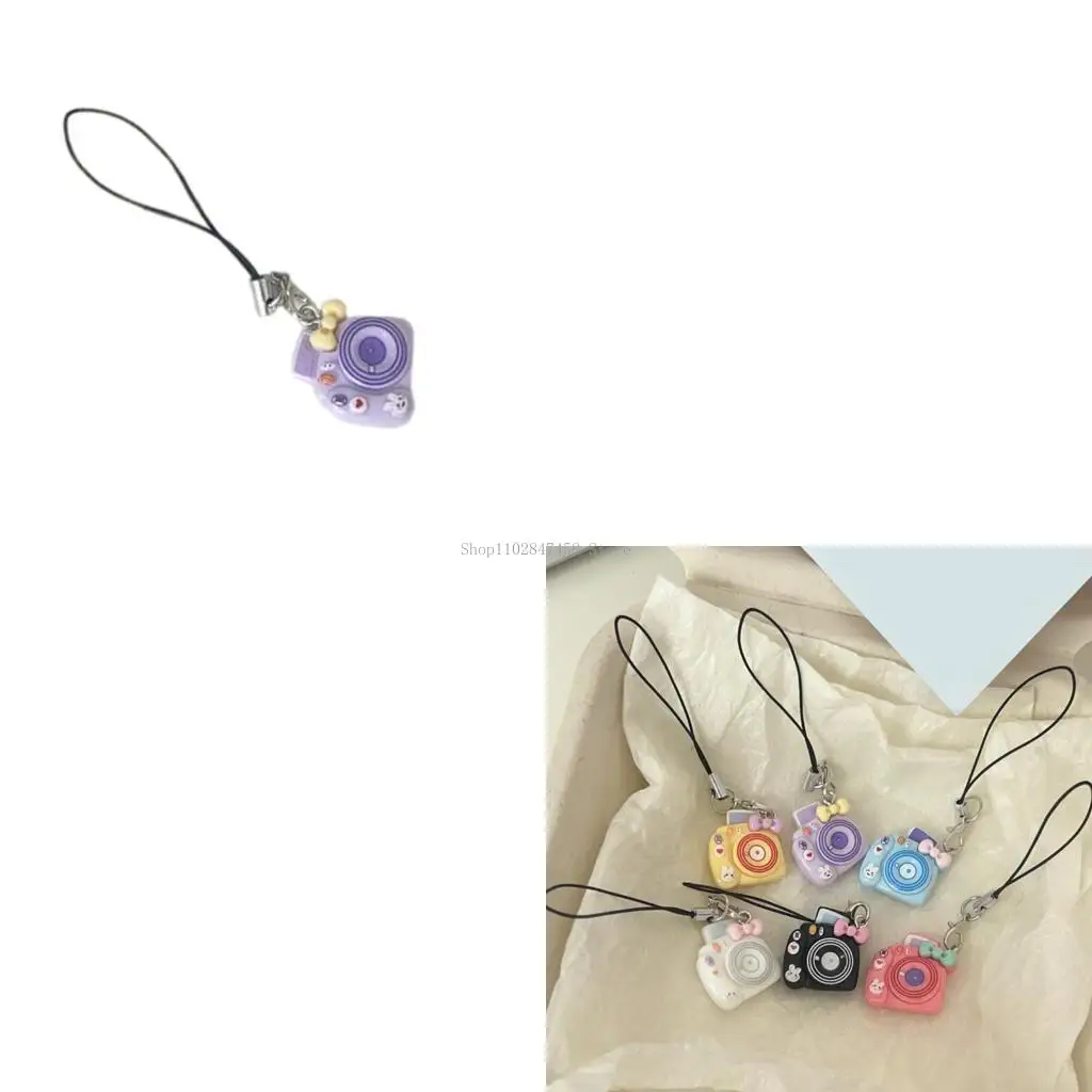 Colorful Macaron Design Ring Camera Charm Phone Lanyard For Keys Backpacks