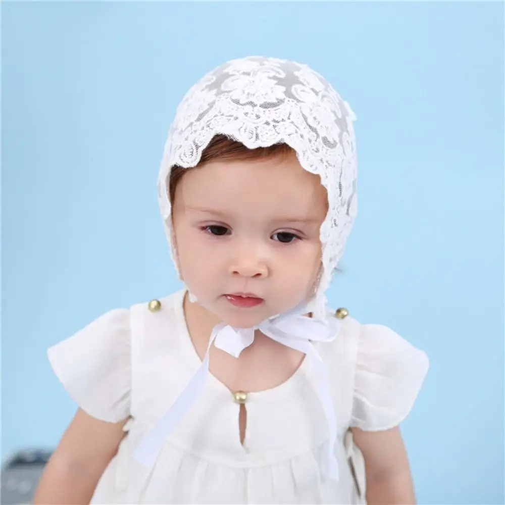 

Soft Lace Ruffle Newborn Hat Breathable Sun Protection Toddler Tie Beanie Toddler Headwear Cap Newborn Photography Prop