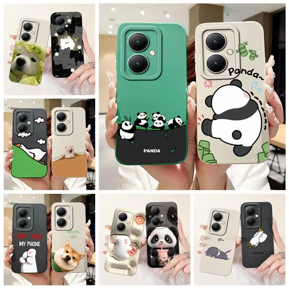 For Vivo Y27 4G Case V2249 Lovely Panda Cartoon Cover Shockproof Soft Silicone Phone Case For Vivo Y27s Y 27 s VivoY27 5G Bumper