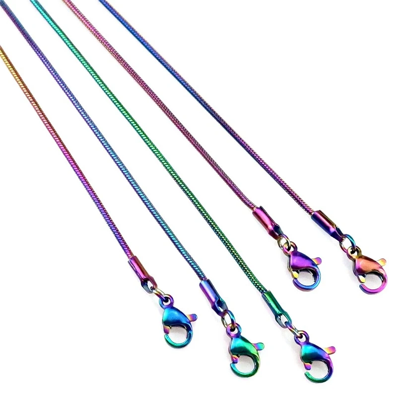 1pcs Rainbow Color Round Snake Necklace Thickness 1.2mm Stainless Steel Chain For DIY Accessories Parts Jewelry Material