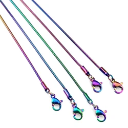 1pcs Rainbow Color Round Snake Necklace Thickness 1.2mm Stainless Steel Chain For DIY Accessories Parts Jewelry Material