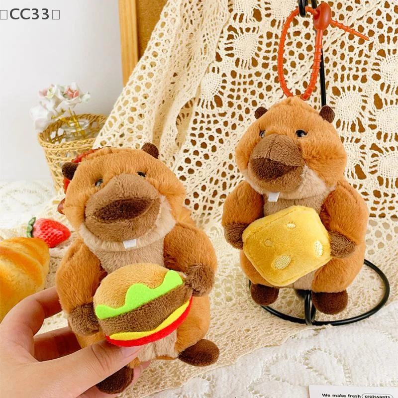 〔CC33〕Cute Creative Groundhog Plush Pendant Cartoon Stuffed Animal Doll Keychain Backpack Hanging Decoration Keyring Gifts