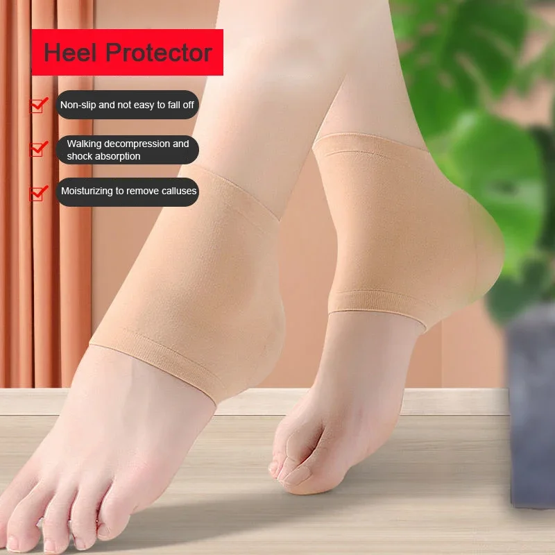 1Pair Silicone Heel Protector Feet Skin Care Socks Sleeve Feet Pads for Heel Relief Plantar Fasciitis Heel Pain Reduce Pressure