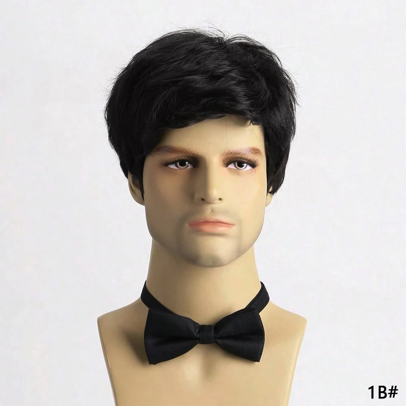 Perruques synthétiques courtes et bouclées naturelles pour jeunes hommes, perruques en Fiber résistante à la chaleur, perruque à usage quotidien
