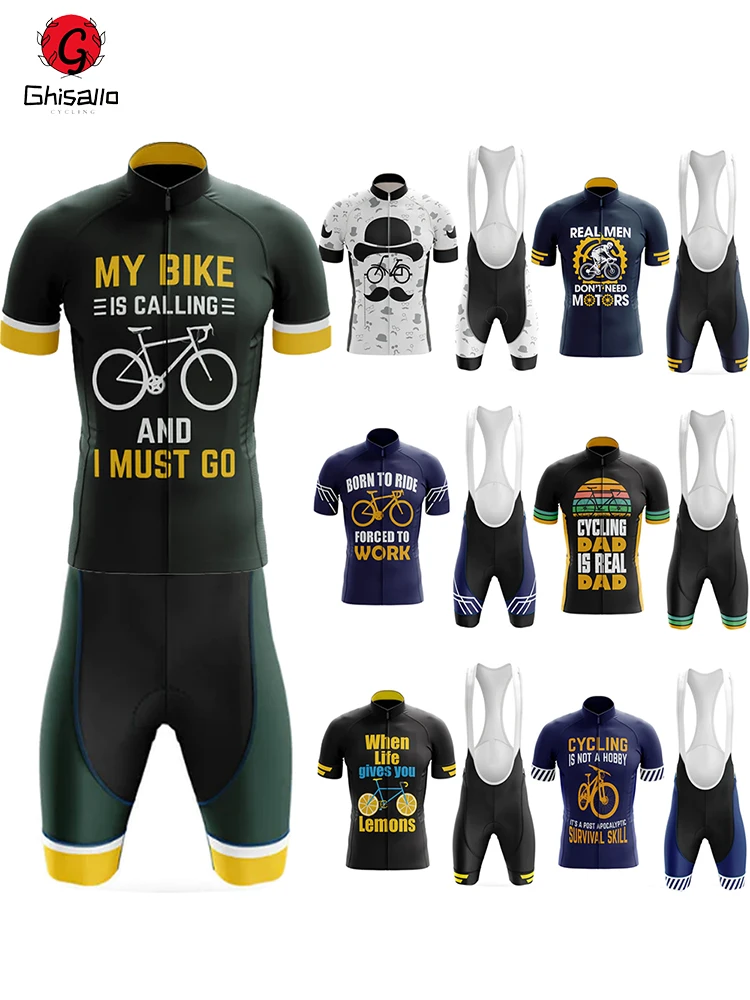 AliExpress Ghisallo Cycling Jersey Set for Men, Retro Bicycle Suit, Bike Sleeve, Bib Shorts, Por Team Clothes, 7 New Styles, 5, Summer
