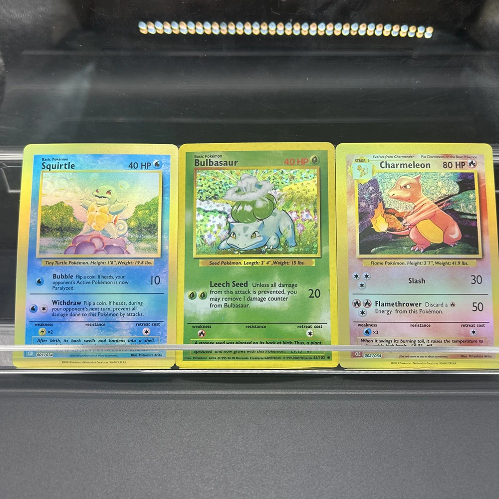 

DIY PTCG Proxy Basic English Collection Cards Squirtle Bulbasaur Charmeleon 002/001 Self Made Single Collection Card Child Gifts