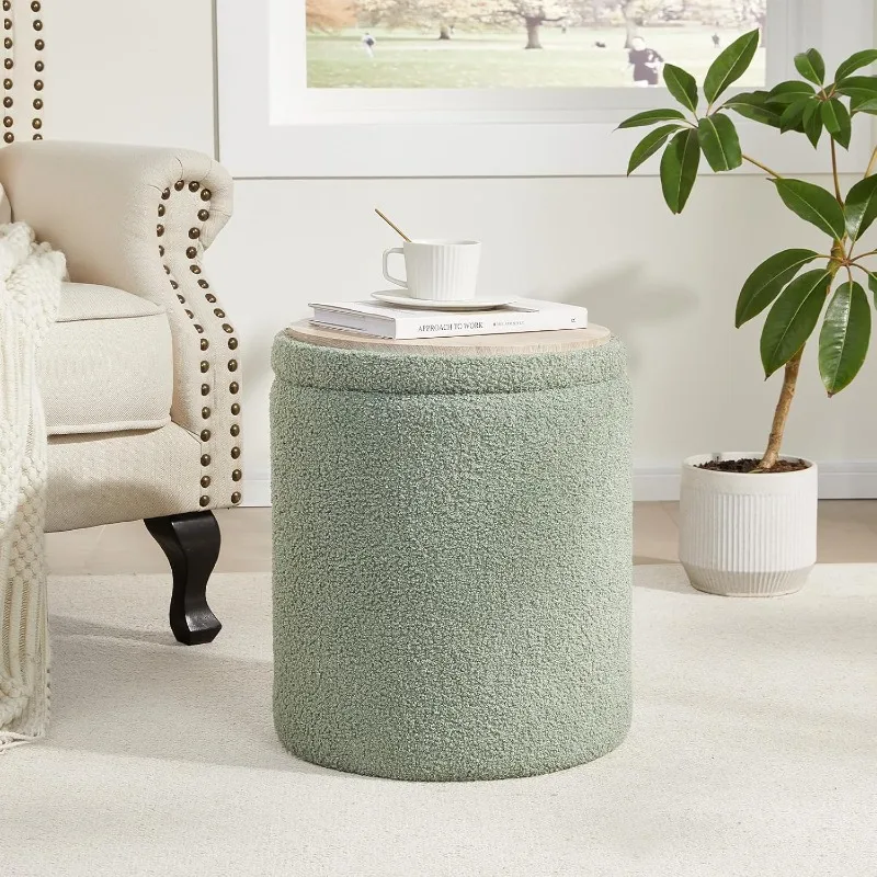 

Round Ottoman with Storage Set of 2,Small Foot Stool Ottoman for Living Room, Ottoman Coffee Table,Vanity Stool