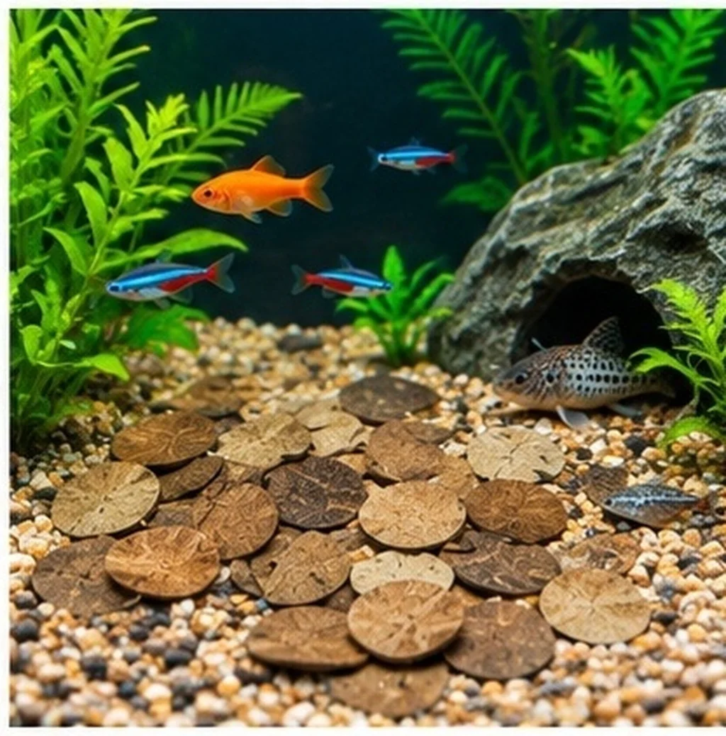 50Pcs Round Coconuts Shell Chips Aquarium Decoration Fish Tank Natural Ornament Tropical Scenery Coconut Shell Discs