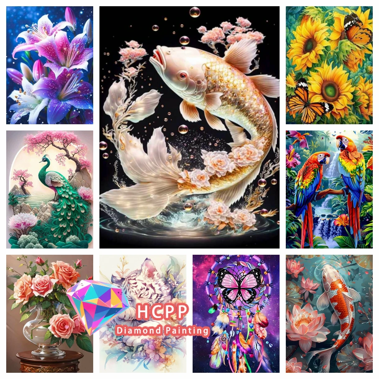 

Наборы алмазной живописи с попугаем, пейзаж, цветок, стежка кои, художественный подарок ручной работы, домашний декор, подарок для взрослых и детей