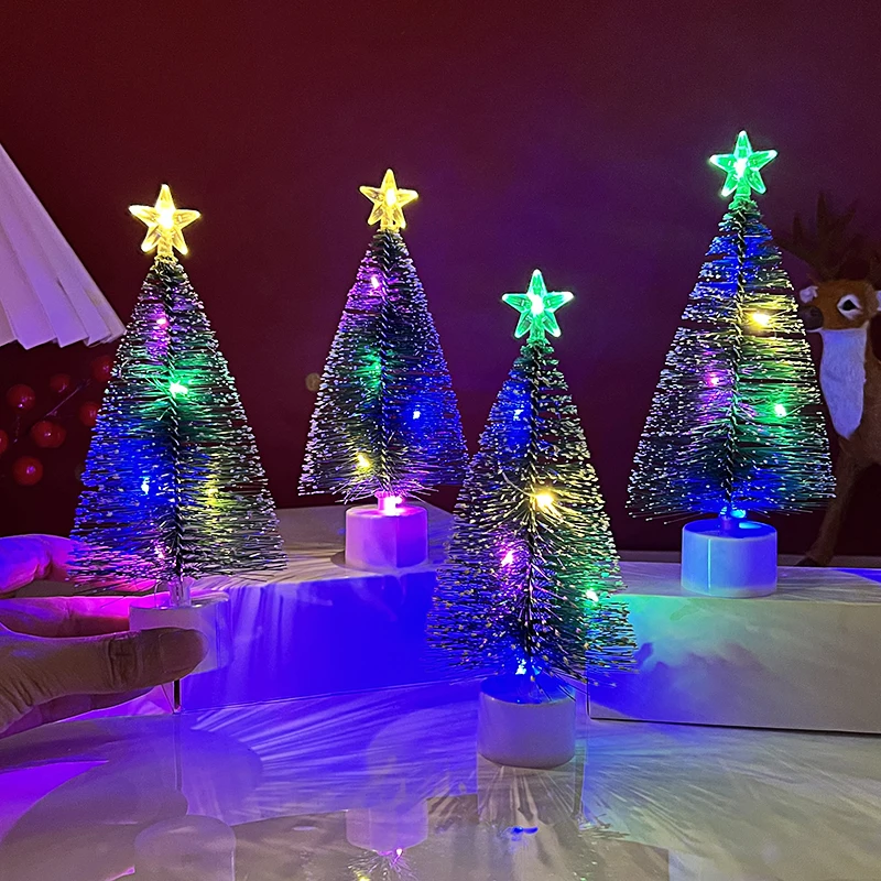 

Luminous Mini Christmas Trees LED Light Home Decoration Colorful Pine Night Light Desktop Ornament New Year Decor Kids Figurines