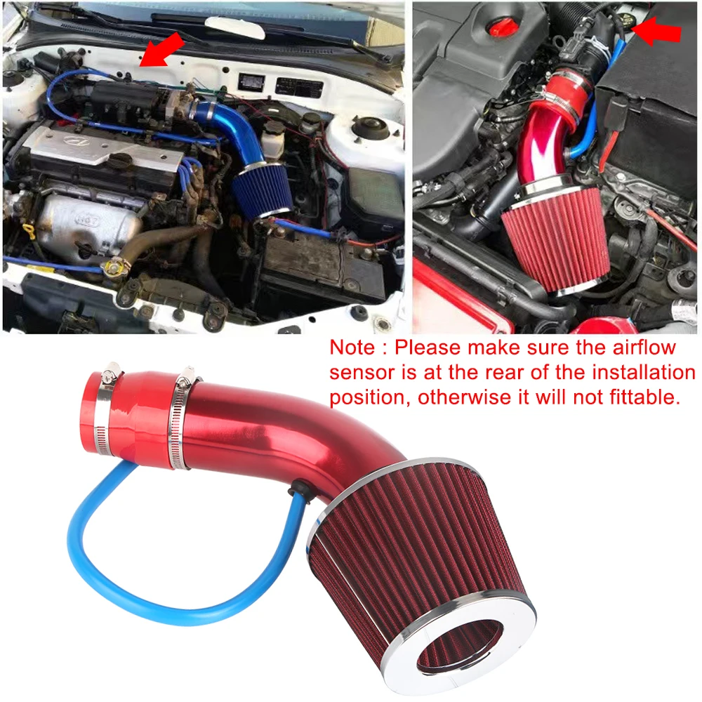76mm 3Inch Car Air Filter Hose Set Air Intake System Parts With Auto Fasteners Rings Aluminum Automotive Accessories Universal