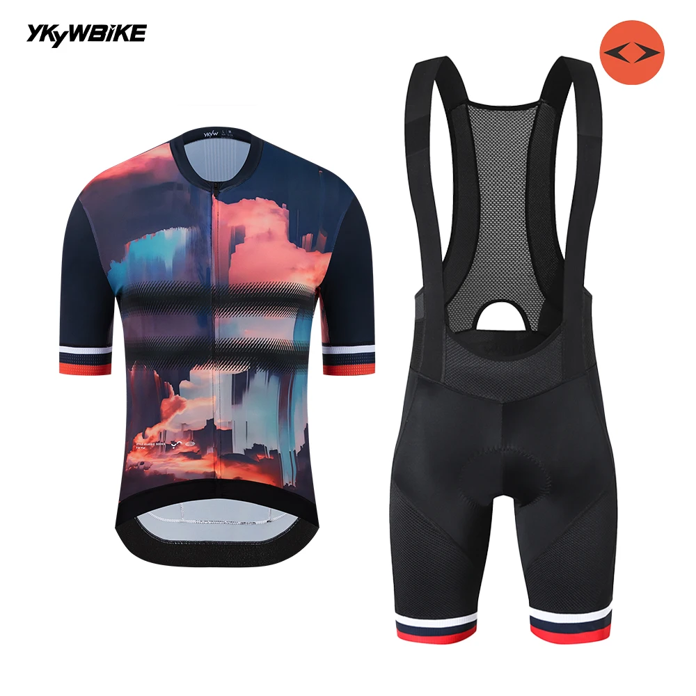 YKYWBIKE Cycling Jersey Sets Bib Short Suit Short Sleeve Bicycle Clothes Road Bike Jersey Bib Shorts Cycling Clothing