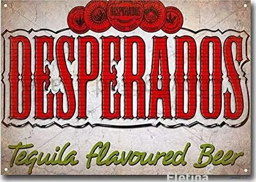 Metal Tin Sign 12x16, Desperados Tequila Beer Vintage Printing Plaque Birthday Gift Garden Yard Signs Home Wall Decor