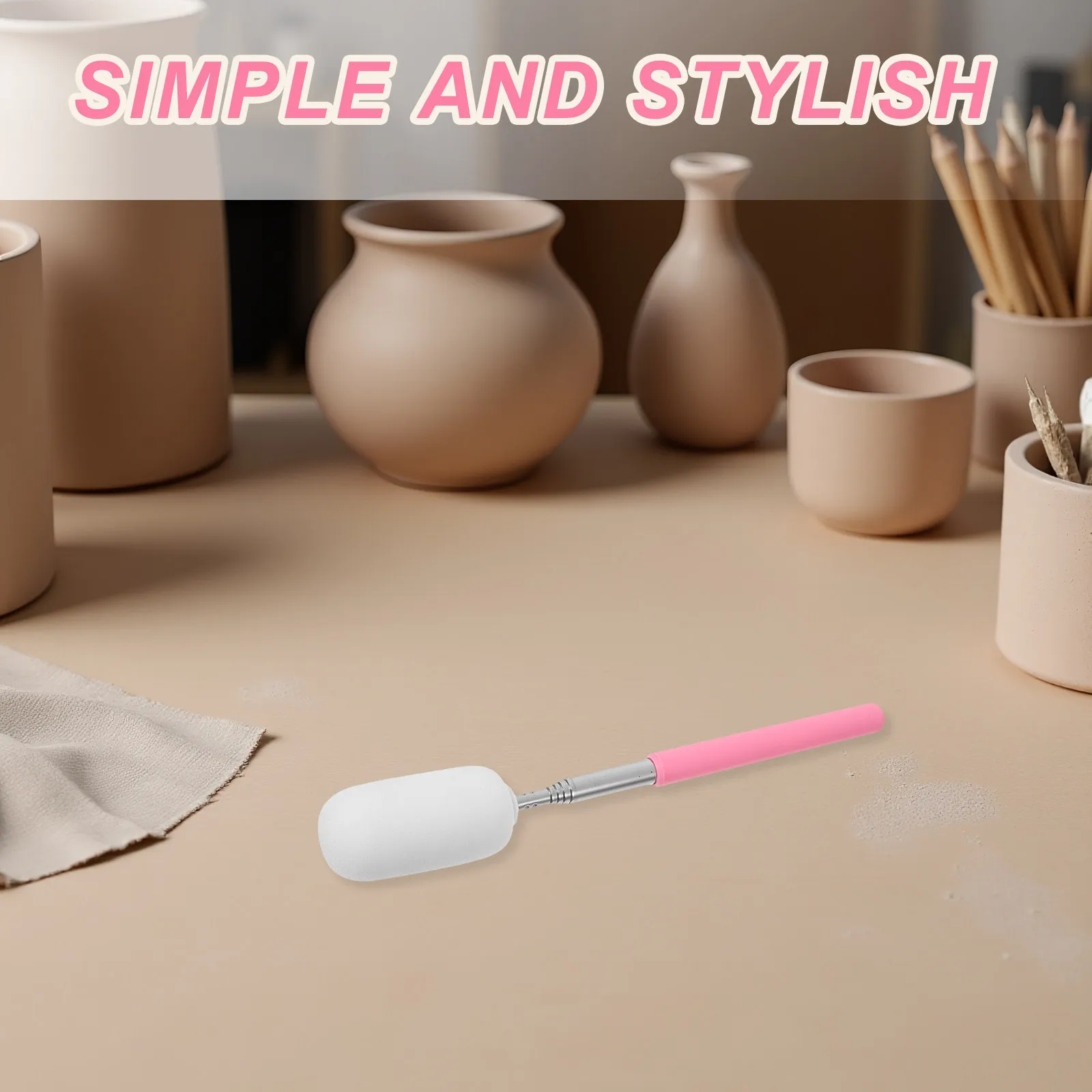 

Телескопическая губка-стик для гончарного дела, 23 дюйма, с ручкой из нержавеющей стали, профессиональный инструмент для формовки глины, для керамического круга и гончарных работ