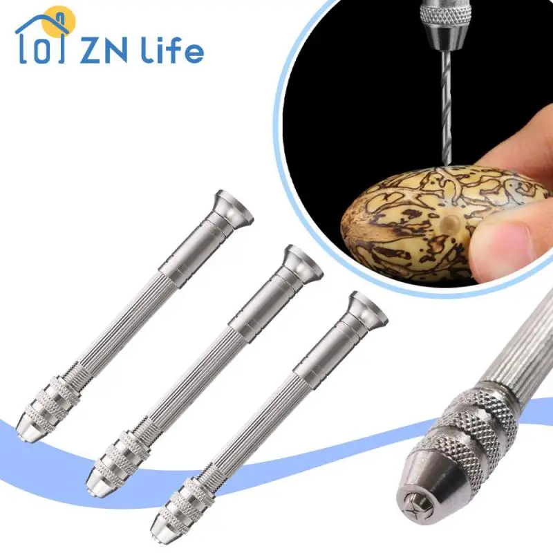 Mini Hole Drill 0.5-3.2mm Manual Hole Drill Four Head Walnut Model Hole Drilling Tool Hand  Drill Jewelry Making Wood Craft Hand