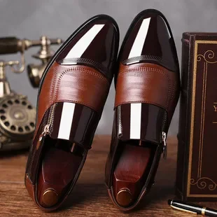 Chaussures en cuir d'affaires classiques pour hommes, plus velours, chaud, point Parker, noir, homme élégant, mariage, hiver