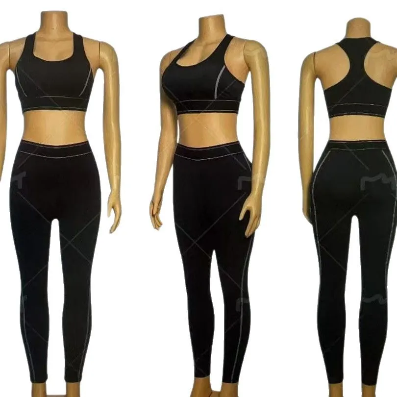 Y9001 الأوروبية والأمريكية عبر الحدود المرأة الصيف نمط جديد الأبجدية موضة اليوغا الرياضة الترفيه قطعتين مجموعة في الأوراق المالية #6