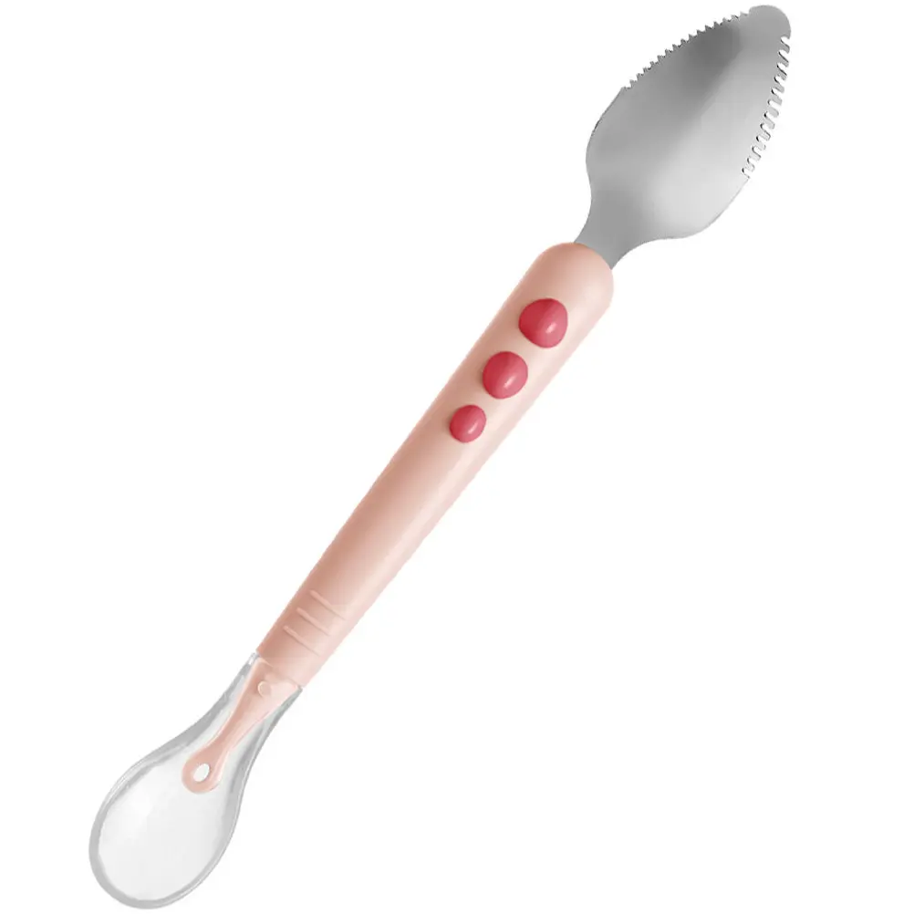 

Двухсторонняя ложка для детского питания, для приготовления фруктового пюре, обучающая ложка для кормления младенцев, из высококачественного силикона, с нескользящей ручкой для удобного захвата