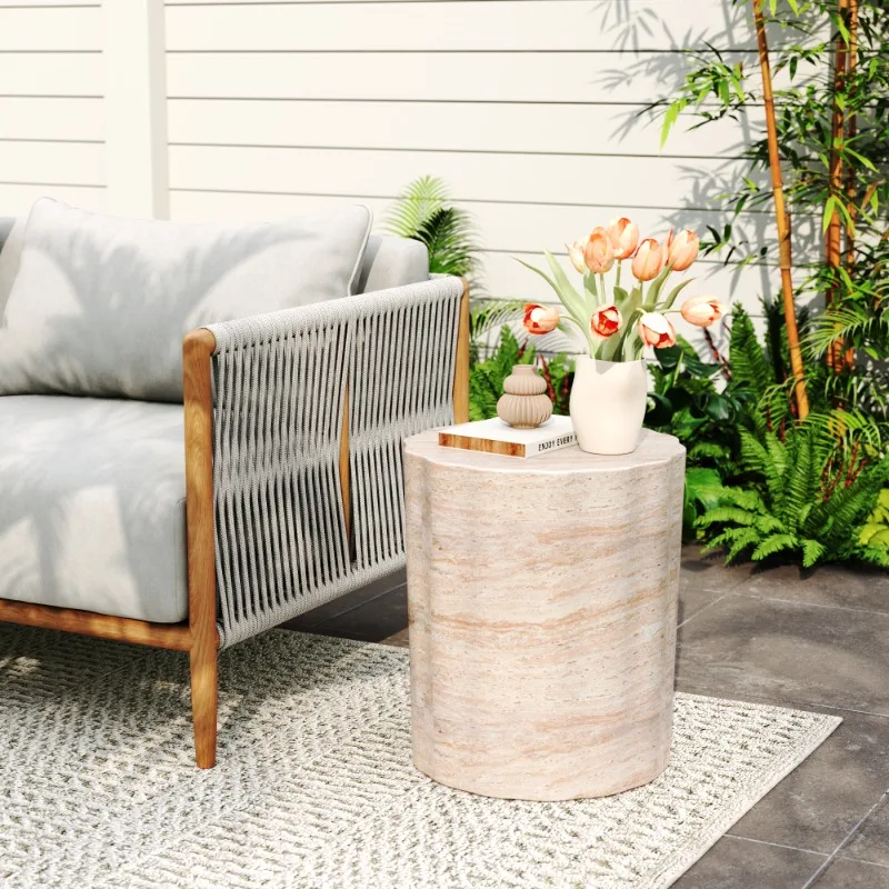 

Indoor Outdoor Lightweight Travertine Finish Concrete Side Table