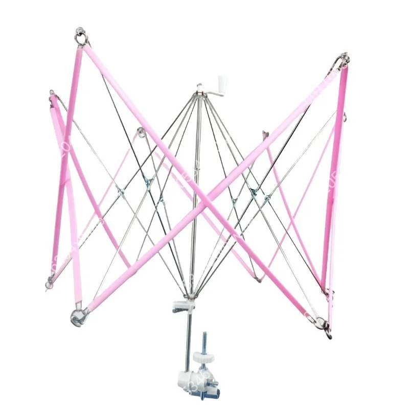 Stainless Steel Umbrella Yarn Swift with Manual Winder for Skein Wool Yarn Winding Tool