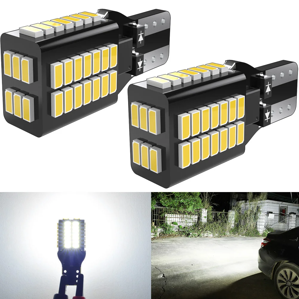 

2Pcs 1200LM T15 LED Lamp Light W16W LED Canbus No Error 3014 48-SMD 912 921 Bulb Car Backup Reverse Light Auto Lamp 6000K