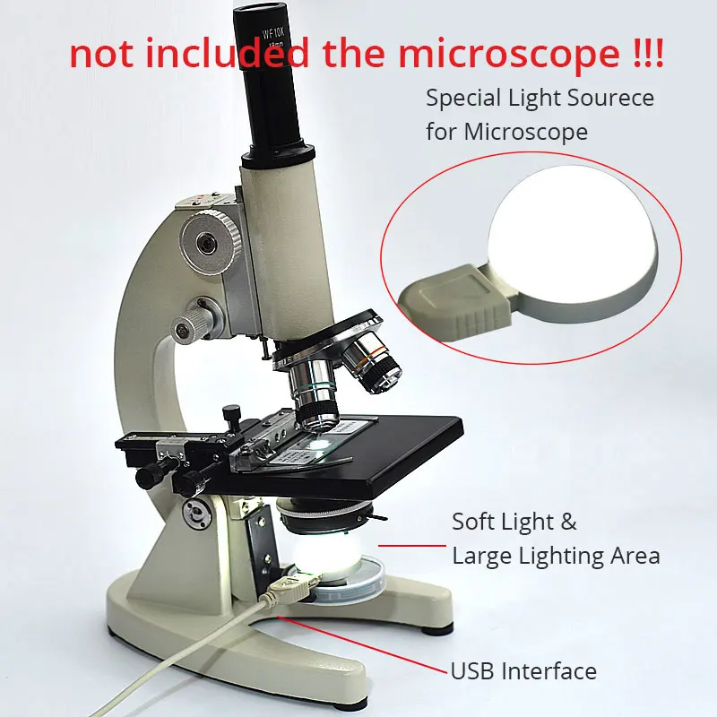 Luce morbida USB Universale Ottico Microscopio HA CONDOTTO LA Lampada Sorgente di Luce del Microscopio Biologico Illuminatori